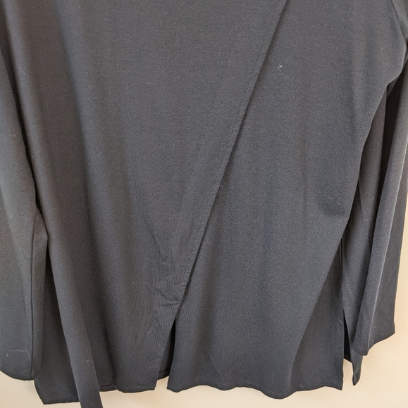 Soft Surroundings Miramar Black Asymmetric Crossover V Neck Long Sleeve Shirt - Picture 5 of 7